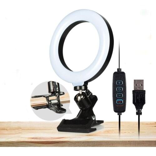 Profissional USB LED Ring Light Clip Holder With Tripod Ring Lamp Photography Kit For Phone Laptop Youtube TikTok Photo Studio