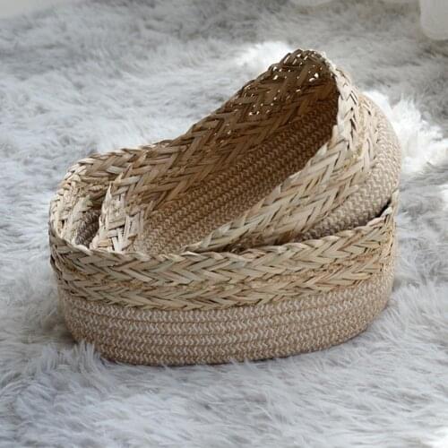 Fine Workmanship Handmade Straw Dried Flower Fruit Pot Basket Rattan Box Candy Earphone Organizer Sundries Storage Home Decor