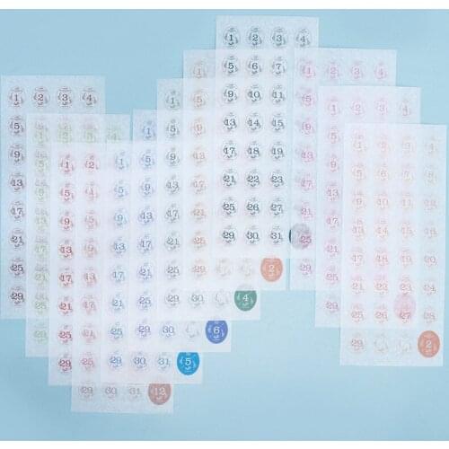 Fromthenon Vintage 365 Days Date Stickers Planner Notebook Decorative Label Sticker Round Washi Paper Journaling Stationery