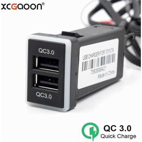 XCGaoon QC3.0 Quickcharge Car Charger Double USB Phone PDA DVR Adapter Plug & Play Cable For Toyota