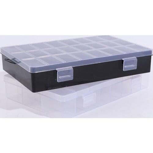 Clear Jewelry Box 24 Grids Plastic Bead Storage Container Earrings Organizer
