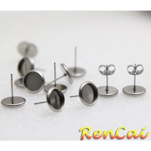 100pcs 316L Stainless Steel Earring Studs Earrings 6-20mm Blank Base Butterfly Clasp Push For DIY Minimalist Earring Accessories