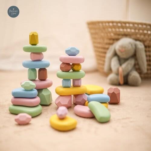 16/34 Pcs/set Candy Colors Wooden Jenga Building Block Balancing Baby Stacking Game Building Blocks Wood Montessori Toy Gift