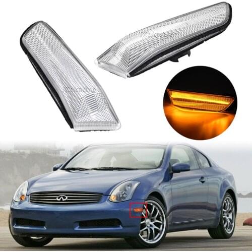2pcs LED Front Side Marker Turn Signal Blinker Flasher Light Lamp For INFINITI G35 2D Coupe 2003 2004 2005 2006 2007