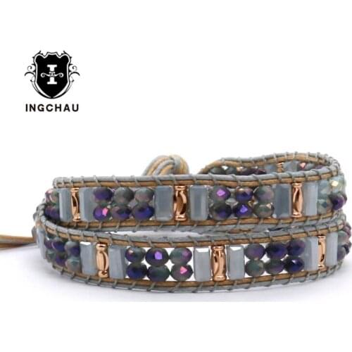 2018 Glass Beads Boho Bracelet Handmade Beaded 2 Strands Weaving Tribal Bracelet Women Bohemian Jewelry WB-7