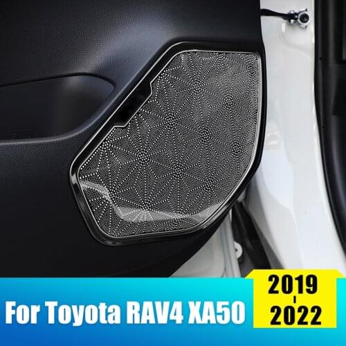 For Toyota RAV4 2019 2020 2021 RAV 4 XA50 4pcs Stainless Steel Car Audio Speaker Door Loudspeaker Cover Trim Accessories