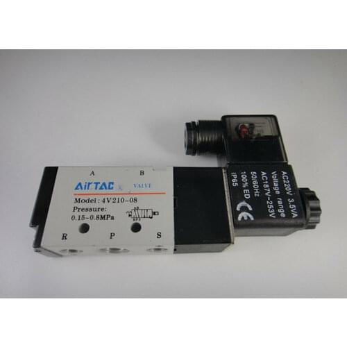 4V210-08 5 Way 2 Position Single Solenoid Pneumatic Air Valve 1/4" BSPT DC12V DC24V AC110V AC220V