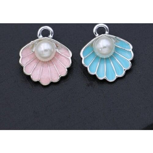 8pcs Enamel Silver plated Shell Charms Pendant for Jewelry Making Earrings Bracelet Necklace Accessories DIY Craft 17x15mm