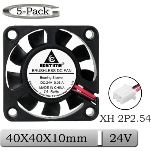 5 Pcs Gdstime 24V 4010 4cm 40x10mm 2Pin 9 Blades Small Brushless DC Cooling Fan 40x40x10mm 40mm Mini 3D Printer Exhaust Cooler