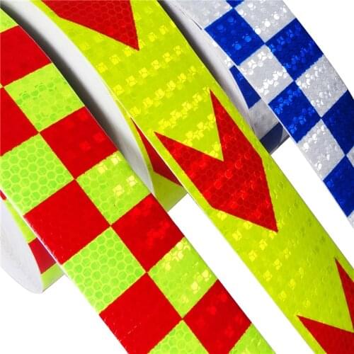 5cmx3m/5m Car Safety Mark Warning Tape Reflective Strip Arrow Lattice Stickers for Bicycle Car Exterior Decoration Accessories