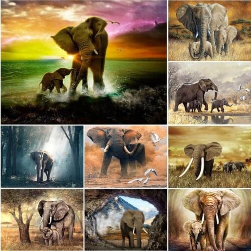 5D DIY Diamond Painting Baby Elephant Kits Full Drill Square Embroidery Mosaic Animal Art Picture of Rhinestones Gift Home Decor