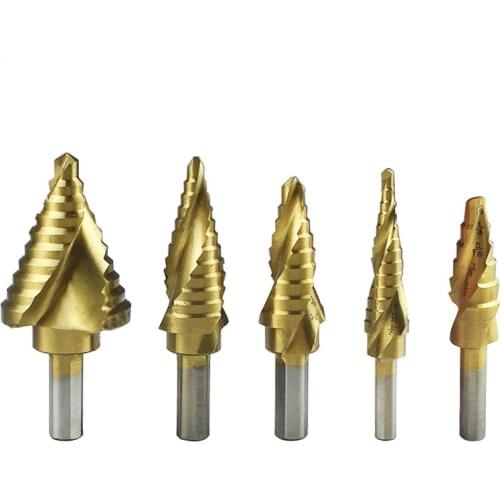 Aluminum box Cloth bag 6PC six-piece pagoda drill bit step drill including 1/8-1/2 3/16-1/2 1/4-3/4 3/16-7/8 1/4-1-3/8 size