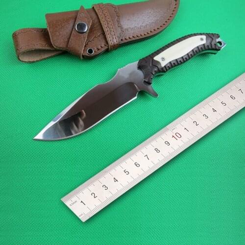 Free shipping Handmade 7CR17MOV steel Hunting Knife Camping Survival Knife Fixed Blade Tactical KnifeRed wingceltis handle