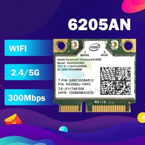 Wireless Card Adapters for Intel Centrino Advanced-n 6205 62205an 62205hmw 300 Mbps WiFi Mini pci-e