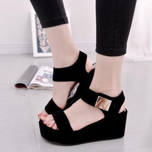 Summer Women Sandals 2021 New Woman Wedges Platform Sandals Fashion Fish Mouth Rome Sandals White Black Women Shoes