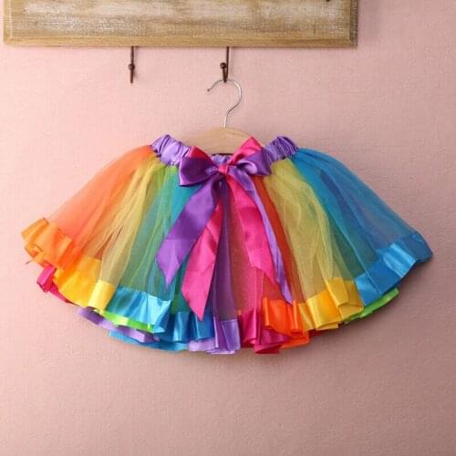 Kids Baby Handmade Colorful Tutu Skirt Girls Dance Rainbow Tulle Tutu Mini Skirts 0-8Y