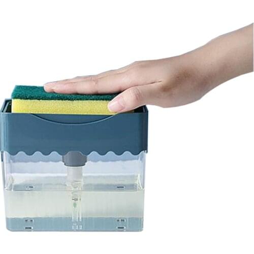XUNZHE Kitchen Sink Purifying Liquid Detergent Dispenser Press-Type Liquid Box Scouring Pad Dishwashing Soap Brush Liquid Box