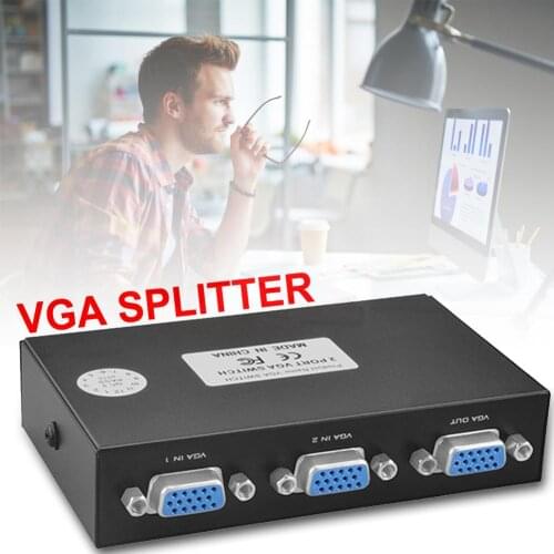 2 In 1 Out VGA/SVGA Manual Sharing Video Two-way Switch Selector Switch Switcher Box LCD PC Brand New