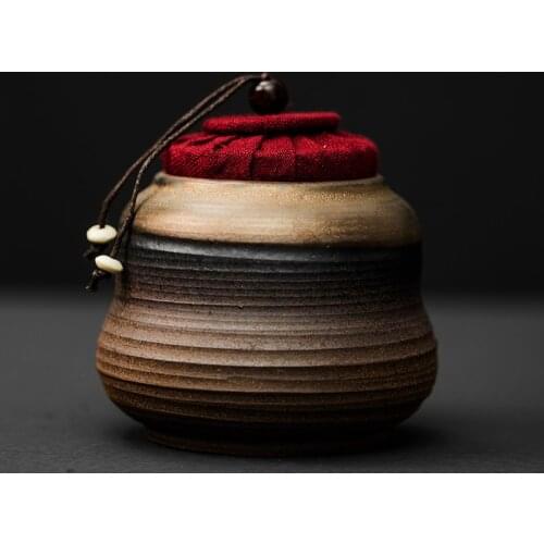Japan Style Coarse Pottery Tea Storage Jar Handmade Vintage Caddy Coffee Canister Container Cans Home Teaware Accessories Crafts