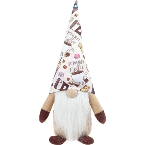 Coffee Gnome Plaid Swedish Tomte Gnome Plush Doll Coffee Bar Decoration Gift Home Decor