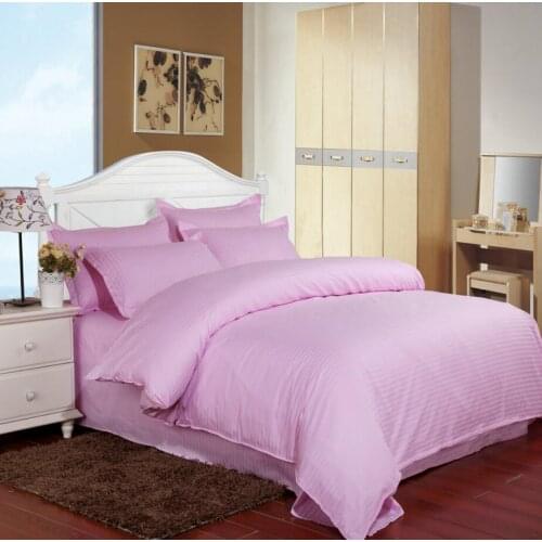 100%Cotton Streak Hotel Bedding Set Queen King Size 4pcs Pink Solid Color Duvet Cover Flat/Fitted Sheet Bedspread Pillowcases