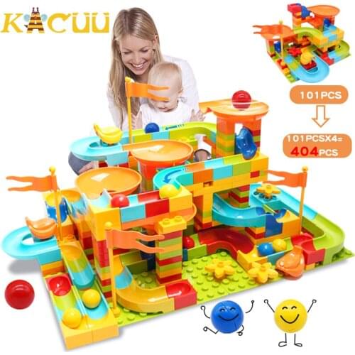 404pcs Marble Race Run Maze Ball Building Blocks Compatible Brand Blocks Funnel Slide DIY Big Bricks Educational Toys Gift