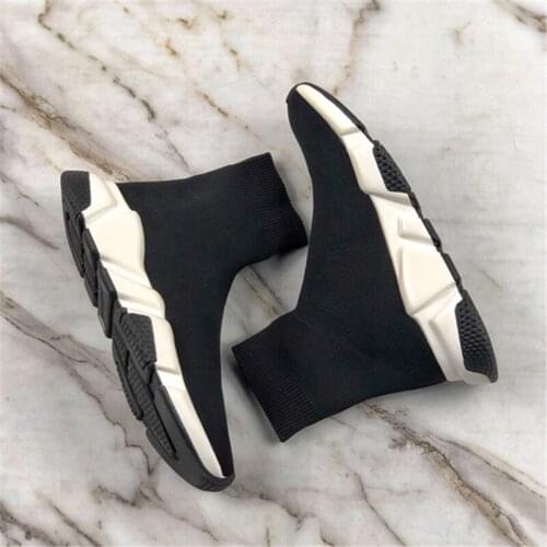 Speed black Socks Shoes soft suede leather top quality rubber sole Casual Comfortable breathable elastic force sport sneakers