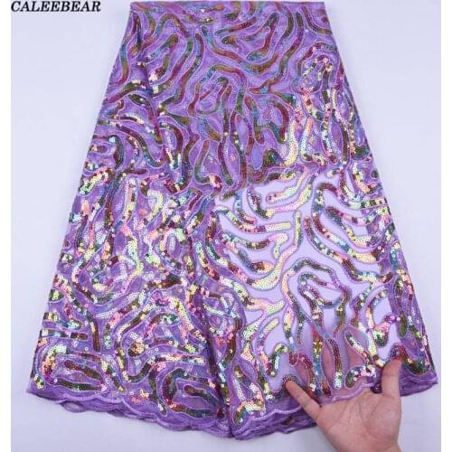 2020 Latest High Quality Sequin Lace Fabric Beautiful African Lace Fabric Nigerian French Tulle Lace Fabric For Wedding S2004
