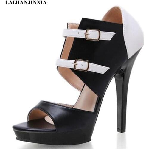 LAIJIANJINXIA New Hot sale Clear Crystal Gradient sole 13 CM Super High Heels 5 Inch Thin heels Nightclub Stripper Lady Slippers