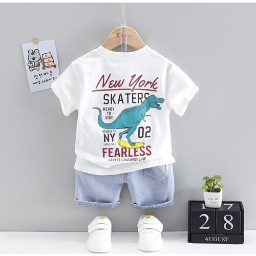 Summer Children Clothing Baby Boys Girls Cartoon Dinosaur T-Shirt+Shorts 2Pcs/Sets Kids Infant Casual Clothes Toddler Tracksuit