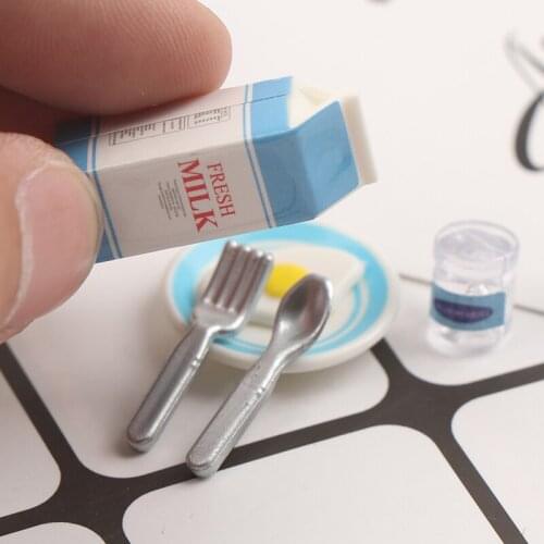 6Pcs Dollhouse Miniature eggs and milk Toys Doll Food Kitchen Accessories