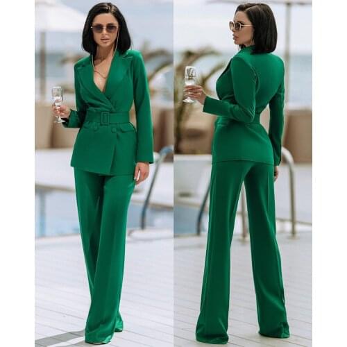 Fashion Mother of the Bride Dresses Long Sleeve Women Pants Suit with Belt Custom Made Formal Wedding Party Gowns