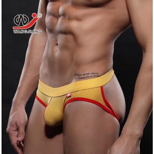 WJ Mens underwear sexy Open Crotch jockstrap thongs gay man mesh string homme cueca male underpants g strings panties