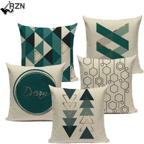 Farmhouse Geometric Cushion Covers Green White Pillow Cases On The Pillows Decorative Custom High Quality Sofa Cushion Cover Car
