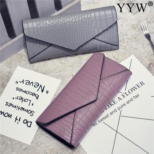 New Fashion Women Clutch Bag Envelope Purse Portable Leather Mini Wallet Purple Ladies Long Wallet Money Box Bag Card Clutches