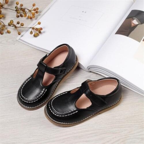 Girls Real Leather Solid Color Shoe British TPR Sole Handsome Fashion Wedding Flat heel Shoe