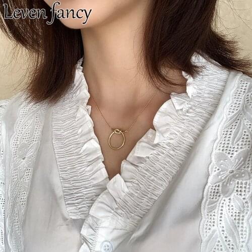 925 Sterling Silver Necklace Intertwined Knotted Pendant Necklace For Women Female 18k Gold Necklace Fine Jewelry 925 Chic Gift