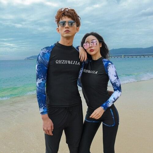 Rashguard Swimsuit Women Badpak Korean Couple Swimwear Long Sleeve Bathing Suit Womens Push Up Plavky Swimsuits Rash Guard 2019