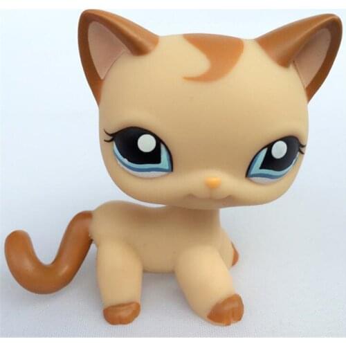 Rare Lps Pet Shop Toy Captain America Spaniel PinkDog Black Short Hair Cat Collection Action Standing Role Playin ChildrensGift