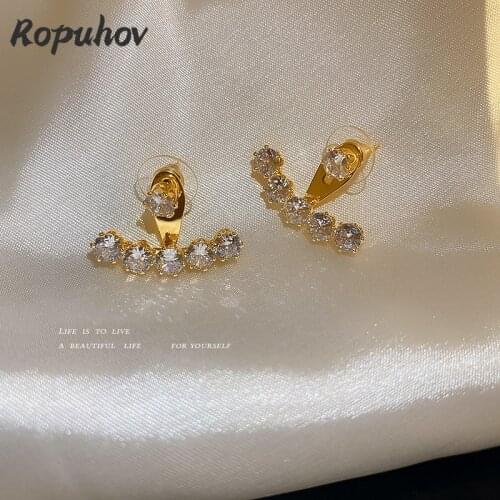 Ropuhov 2021 New 925 Silver Fashion Jewelry Woman Gift Diamond Earrings Stud Elegant Simple Earrings Korean Bling Wholesale