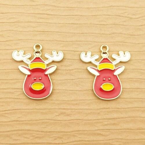 10pcs 18x20mm enamel deer charm for jewelry making earring pendant bracelet charm necklace charms diy finding