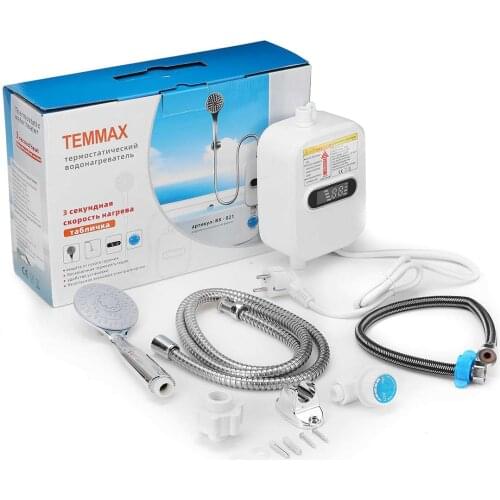 220V 3500W Mini Water Heater Hot Electric Tankless Household Bathroom Faucet with Shower Head LCD Temperature Display