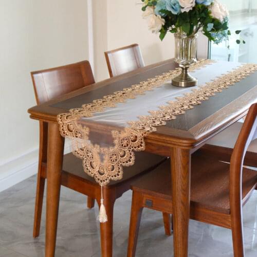 New Fashion Satin lace bed Table Runner embroidery lace table flag cloth cover tablecloth 2021Wedding Christmas New Year decor