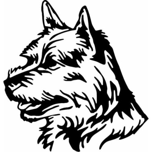 Car Sticker Norwich Dog Face Pet Animal Dog Breed PVC Car Decoration Accessory Sticker Waterproof Black/white,14cm*10cm