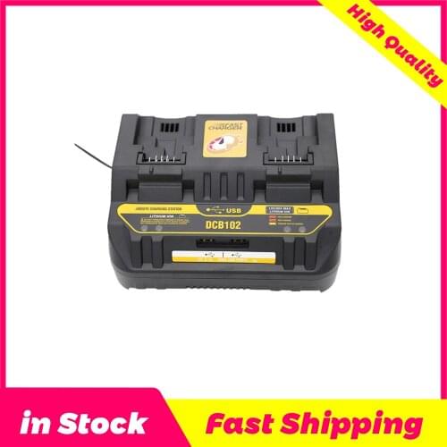 In Stock DCB102 Li-ion Battery Charger with Dual USB Port 4A Fast Charger DCB200 DCB140 For Dewalt 14.4V 18V 20V Battery Charger