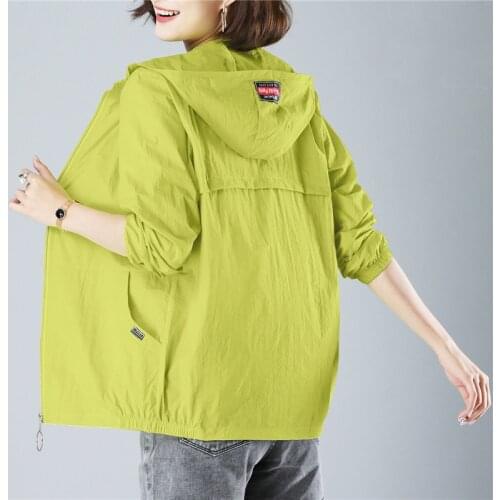 2020 New Summer Women Jacket Thin Coat Casual Long Sleeve Hooded Jacket Female Windbreaker Sunscreen Jacket Outwear Plus Size