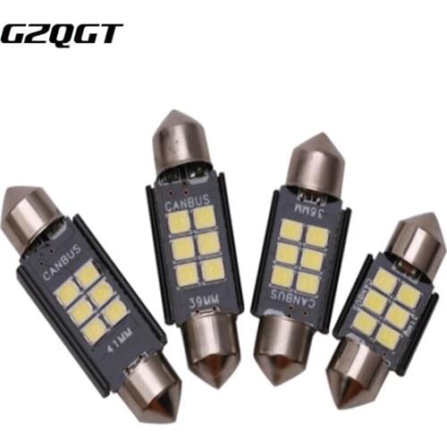 2Pcs 3030 6SMD Interior Car Lights Festoon 31mm 36mm 39mm 42mm Canbus Error Free Led bulbs 400LM 6000k License Plate Dome Light
