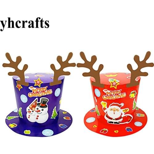 2PCS/LOT DIY snowman santa hats Early educational toys Kindergarten Arts and crafts Create your own Favor Goodybag wholesale