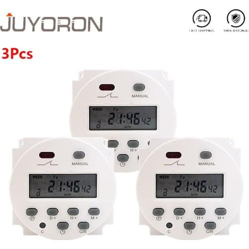 3PCS CN101A Digital LCD Power Timer 7 Days Weekly Programmable Time Relay Programmer Built-in Rechargeable Battery