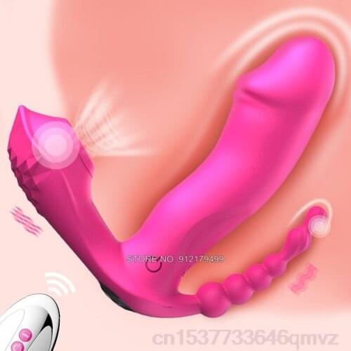 3 IN 1 Wireless Panties Vibrator Vaginal Anal Orgasm Dildo Sex toy for Women Wearable Sucking Heating Clitoris Stimulator G Spot